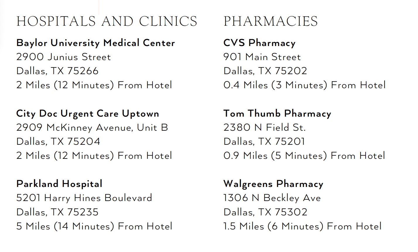 Hospitals and Pharmacies
