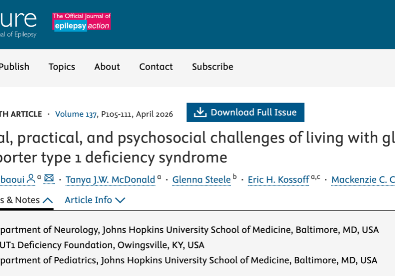 Monosnap Clinical, practical, and psychosocial challenges of living with glucose transporter type 1 deficiency syndrome - Seizure - Euro… 2026-04-20 09-56-00